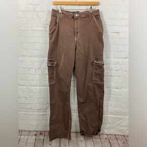 Hollister Jeans Womens Size 11R Mocha Cargo Ultra High Rise Dad Jean *Flawed*